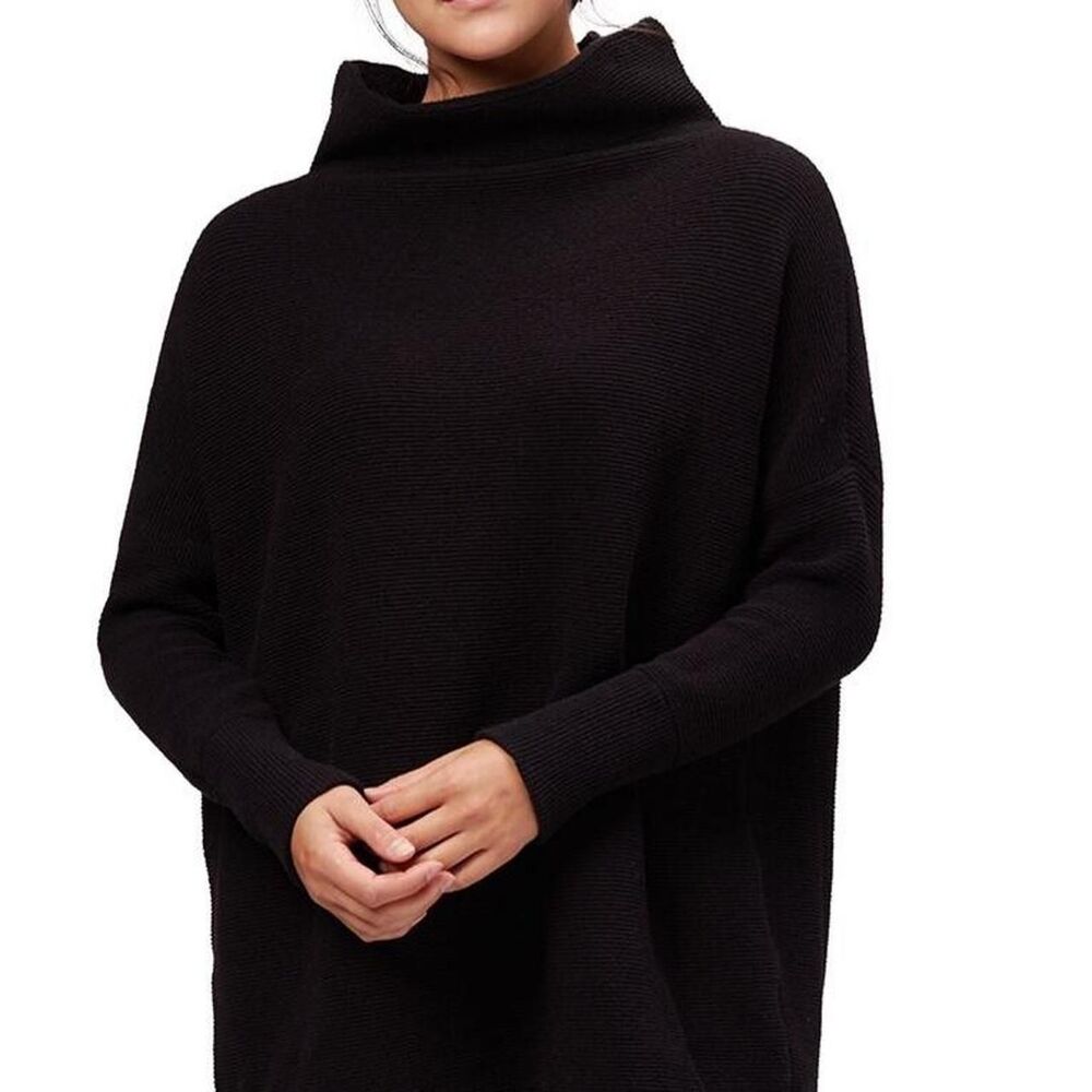 Free-people Women's Black Ottoman Slouchy Tunic Sweater